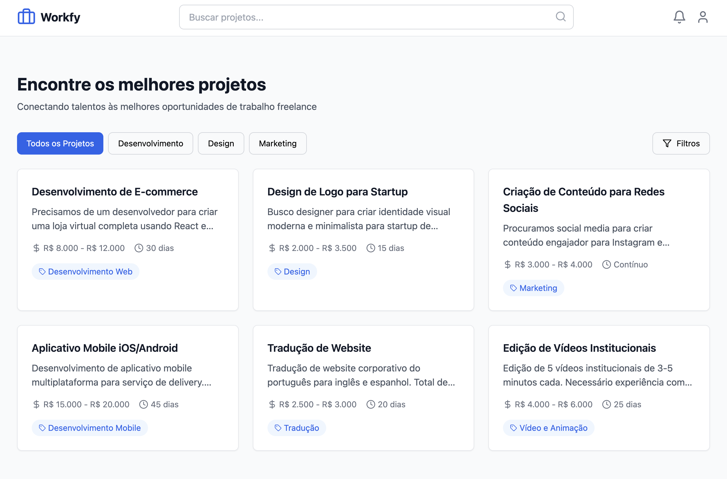 Marketplace de trabalho para alunos